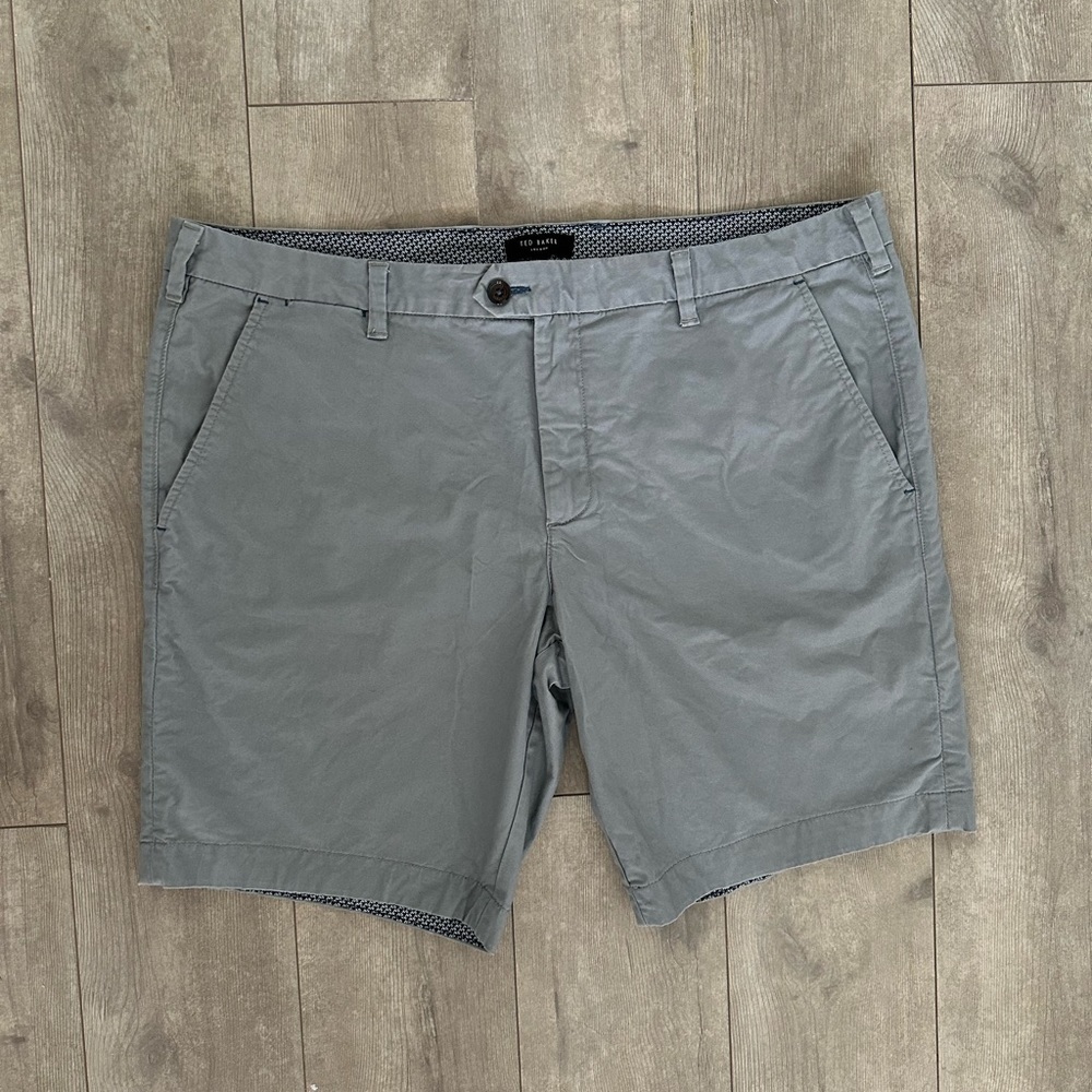 New Ted Baker London Light Gray Premium Selvedge Chino Shorts 40R